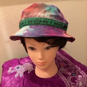 Tie Dye Print Bucket Hat Orange/Green L or XL